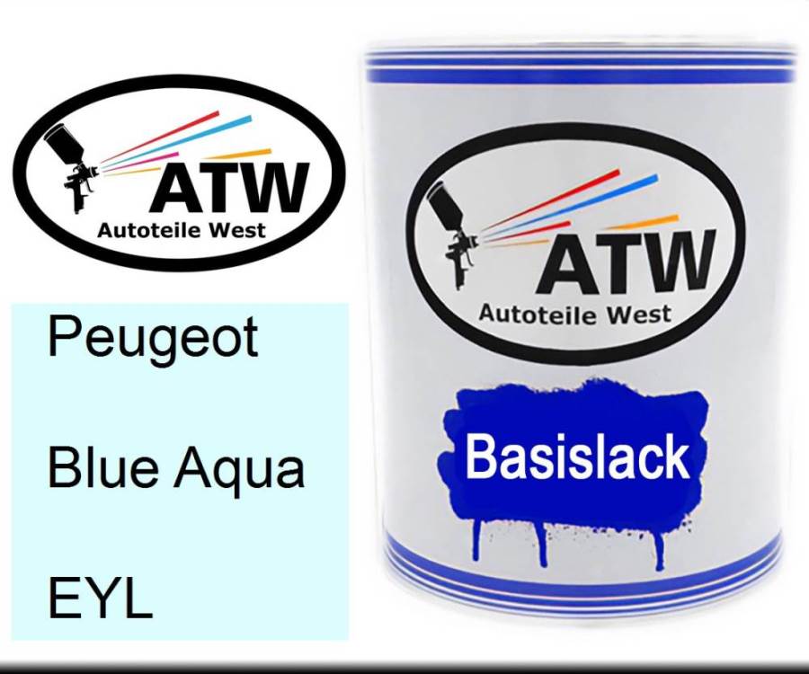 Peugeot, Blue Aqua, EYL: 1L Lackdose, von ATW Autoteile West.